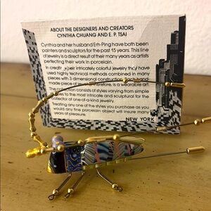Cynthia Chuang designed Colorful Insect Brooch with Gold Accents
